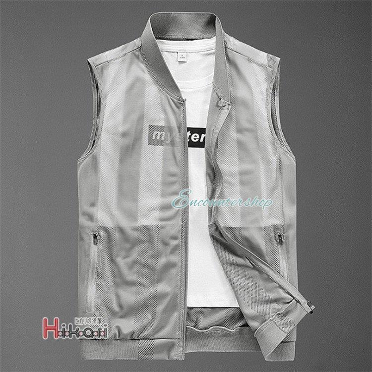 メンズ 夏用 前開き ジレ メッシュ 大きい カジュアル アウトドア 羽織 釣り スポーツ 2022夏 - 画像 (5)
