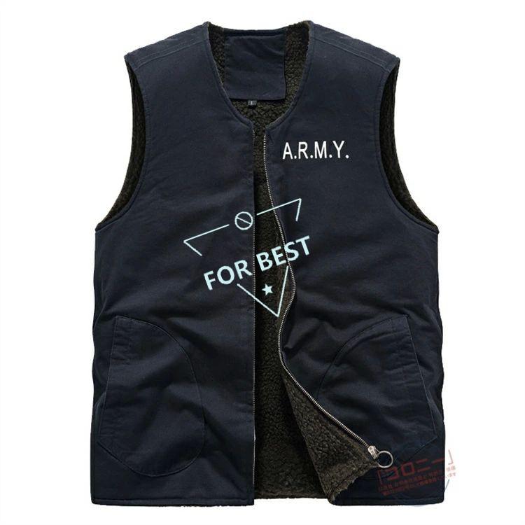 裏ボア 裏起毛 ベスト メンズ ミリタリーベスト カジュアル 大きいサイズ Vネック 厚手 防寒ベスト ボアベスト ブルゾン チョッキ N-1 デッキジャケット 前開き - 画像 (3)