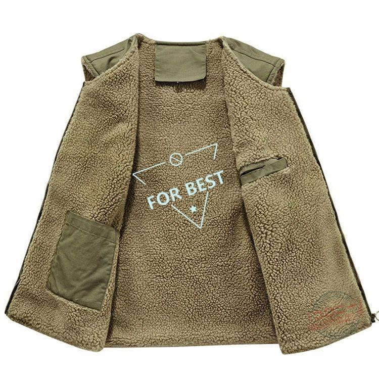 裏ボア 裏起毛 ベスト メンズ ミリタリーベスト カジュアル 大きいサイズ Vネック 厚手 防寒ベスト ボアベスト ブルゾン チョッキ N-1 デッキジャケット 前開き - 画像 (7)