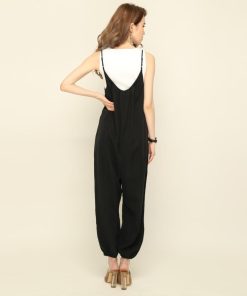 AnneCoquine L.A.セレクト とろみ素材サロペット ブラックSサイズ 7064