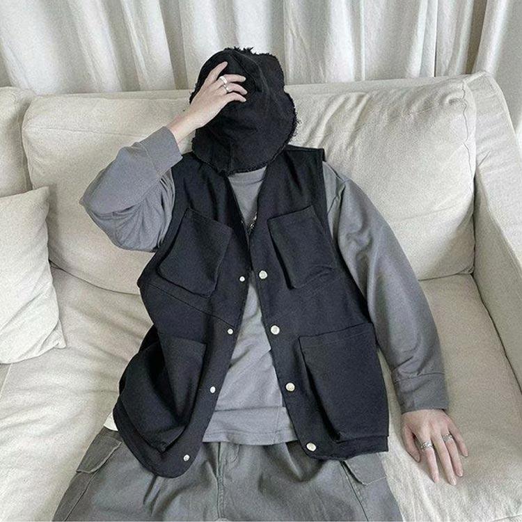 ベスト メンズ ワークベスト 多ポケット ジレベスト カジュアルベスト 前開き チョッキ ワーク風 ジレ 羽織り ゆったり ミリタリー 多機能ベスト