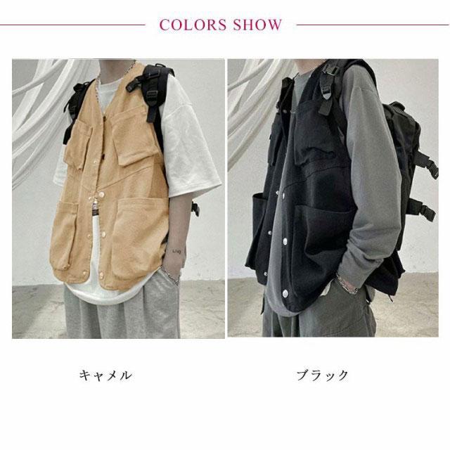 ベスト メンズ ワークベスト 多ポケット ジレベスト カジュアルベスト 前開き チョッキ ワーク風 ジレ 羽織り ゆったり ミリタリー 多機能ベスト - 画像 (6)