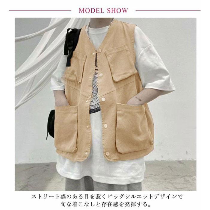 ベスト メンズ ワークベスト 多ポケット ジレベスト カジュアルベスト 前開き チョッキ ワーク風 ジレ 羽織り ゆったり ミリタリー 多機能ベスト - 画像 (7)