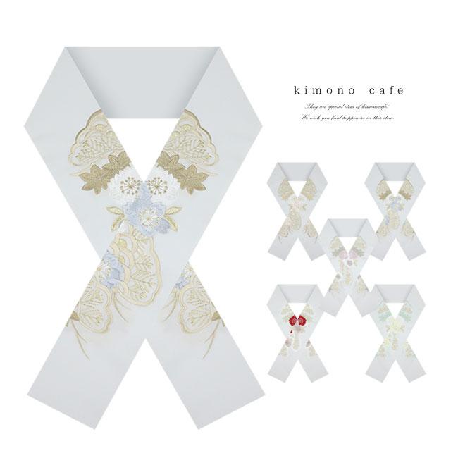 kimono cafe 振袖用刺繍半衿 松桜 洗える くすみカラー ニュアンスカラー 振袖 二尺袖 袴 卒業式 成人式