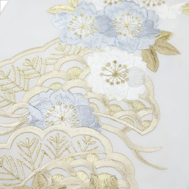 kimono cafe 振袖用刺繍半衿 松桜 洗える くすみカラー ニュアンスカラー 振袖 二尺袖 袴 卒業式 成人式 - 画像 (8)