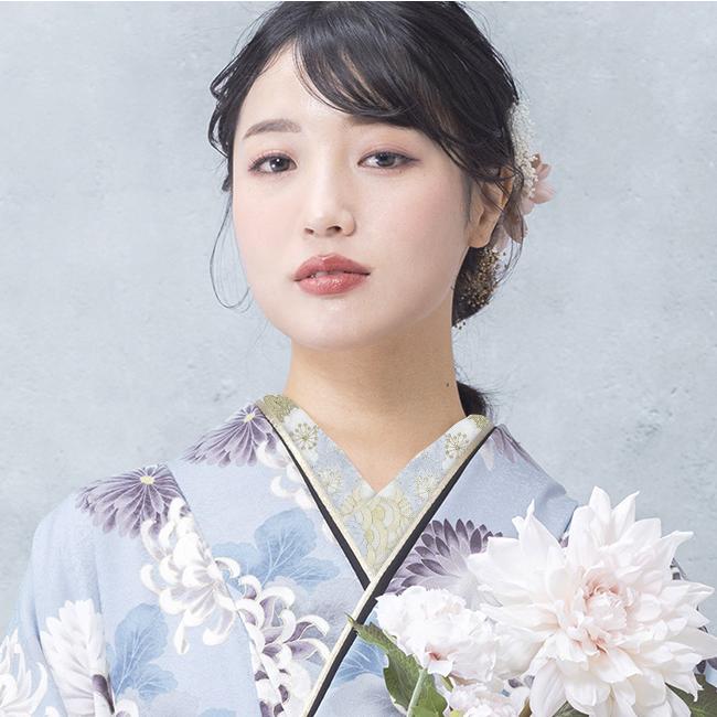 kimono cafe 振袖用刺繍半衿 松桜 洗える くすみカラー ニュアンスカラー 振袖 二尺袖 袴 卒業式 成人式 - 画像 (9)