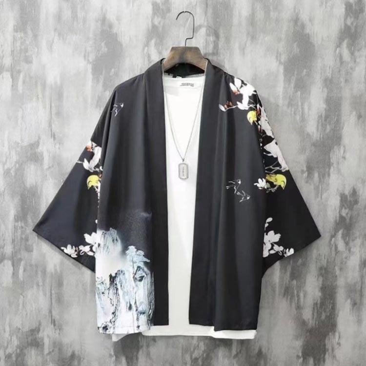 夏用 羽織 カーディガン 花火大会 着物カーディガン 着物 和風 浴衣風 甚平風 メンズ 夏服 七分袖 アウター 開襟シャツ 男性用 和