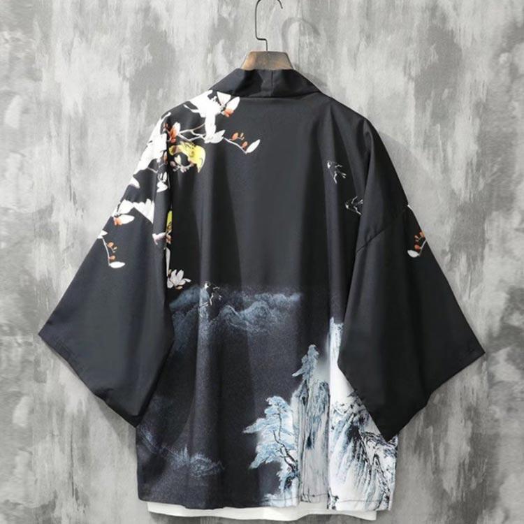 夏用 羽織 カーディガン 花火大会 着物カーディガン 着物 和風 浴衣風 甚平風 メンズ 夏服 七分袖 アウター 開襟シャツ 男性用 和 - 画像 (2)