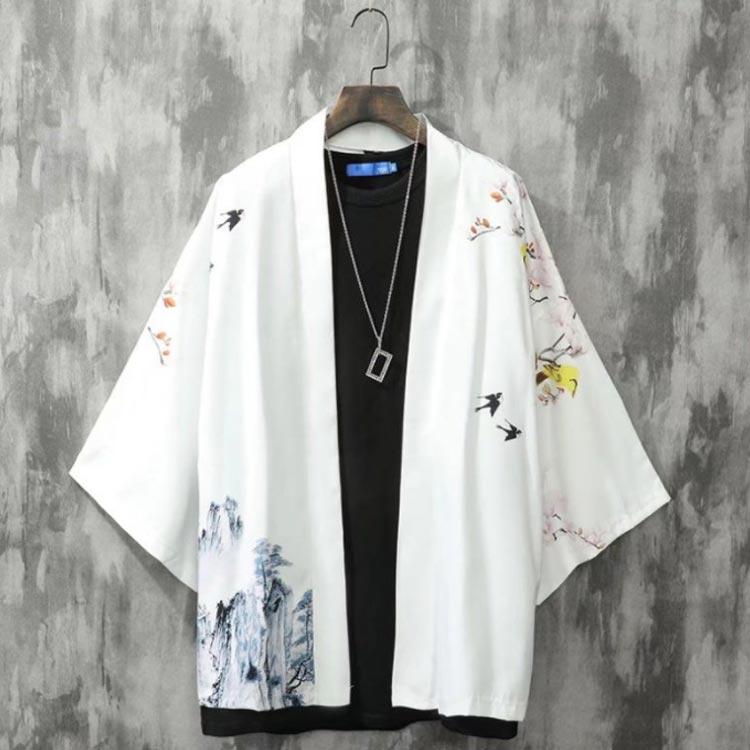 夏用 羽織 カーディガン 花火大会 着物カーディガン 着物 和風 浴衣風 甚平風 メンズ 夏服 七分袖 アウター 開襟シャツ 男性用 和 - 画像 (3)