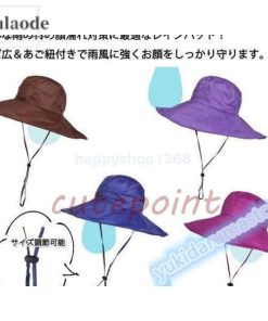 レインハット雨用帽子レディース雨よけ防水自転車通勤uvカットuv日よけ帽子つば広折りたたみあご紐付きコンパクト折り畳み軽量yp