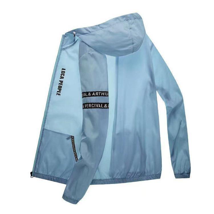 UVカット ロゴ パーカー ラッシュガード ポケットあり 涼しい フード付き メンズ 薄手 ジップアップ 涼感 ラッシュパーカー 日焼け対策 サマーパ - 画像 (3)