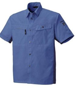 4930269111246 ECO WORLD 6656 ハンソデシヤツ 色：ブルーXブルーグレー サイズ：S