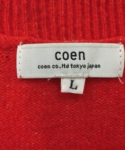 coen 2411F-296 メンズ コーエン レッド ニットセーター L 【送料一律!800円】