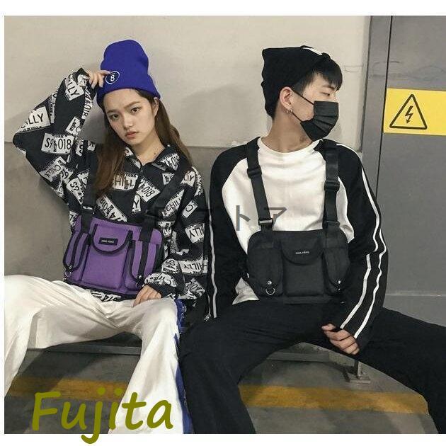 ユーティリティーベスト ボディバッグ チェストリグ 軽量 フリーサイズ ファッションメンズ レディース お洒落 魅力 多機能 メンズベスト 韓国 - 画像 (4)