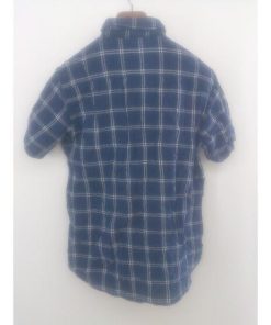 ◇ nano universe ナノ ユニバース チェック 半袖 シャツ サイズM ネイビー ホワイト メンズ P