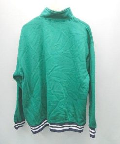 ◇ MONO-MART モノマート カジュアル ハーフジップ ロゴ 厚手 長袖 スウェット サイズL グリーン レディース E