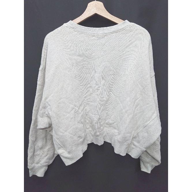 ◇ ⊇ classicalelf 刺繍ロゴ ヘビーウェイ ト裏起毛 長袖 プルオーバー サイズXL ライトグレー レディース E