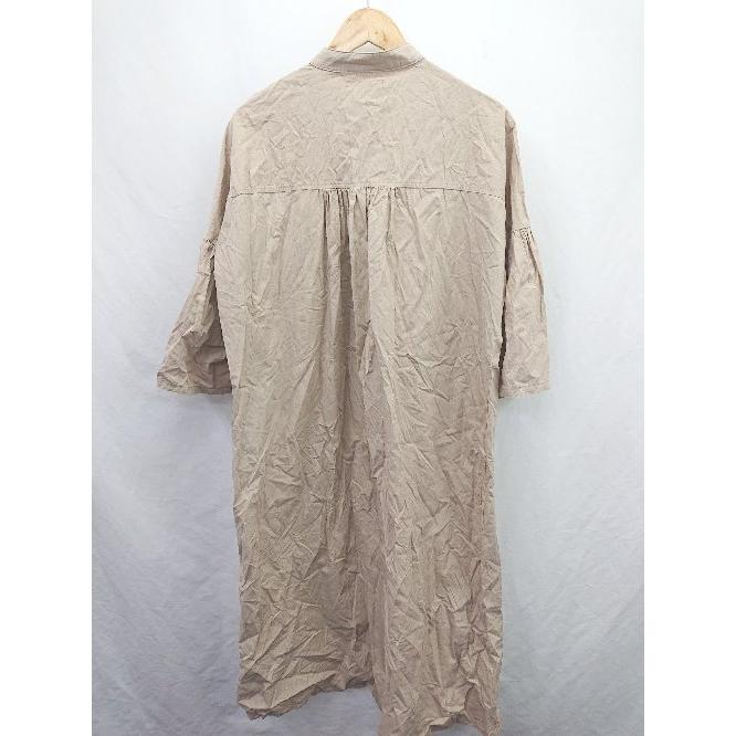 ◇ ⊂ Bonjour Sagan 無地 半袖 膝下丈 ワンピース サイズF ブラウン系 レディース E