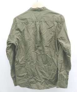 ◇ Θ nano universe ナノユニバース 無地柄 長袖 スタンドカラ―シャツ サイズL グリーン系 メンズ E