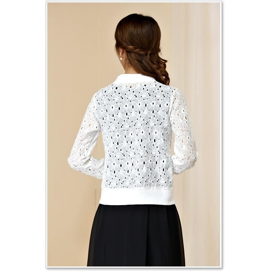 ボレロ 結婚式 パーティー ジャケット カーディガン 長袖 大きいサイズ パーティードレス フリル レース チュール シフォン オーガンジー フレア - 画像 (4)