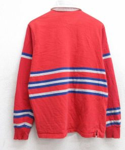 M/古着 ウールリッチ 長袖 ラガー シャツ メンズ 90s コットン 赤他 レッド ボーダー spe 25aug18 中古 トップス