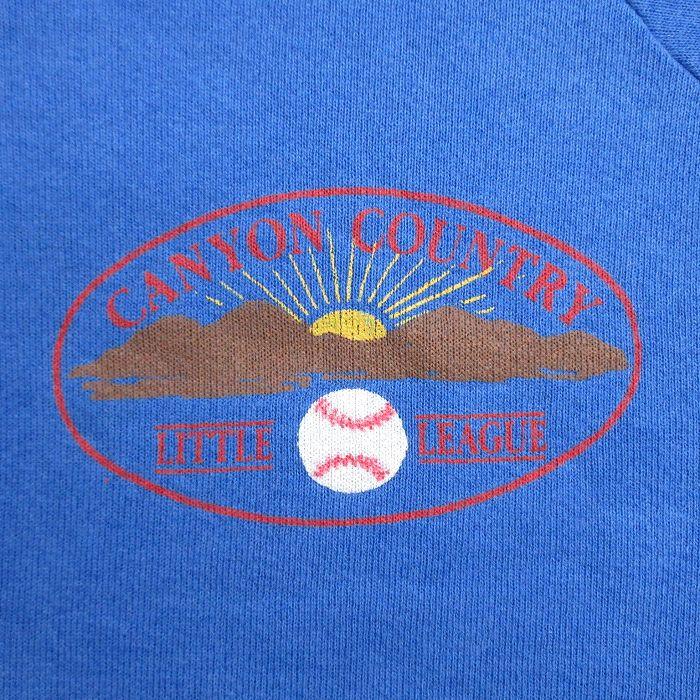 L/古着 スクリーンスターズ 長袖 スウェット メンズ 80s CANYON 野球 ラグラン クルーネック 青 ブルー 25sep19 中古 スエット トレーナー