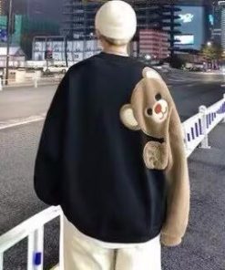 トレーナー おもしろ トップス メンズ くま柄 クマさん 長袖 スウェット ルームウェア ゆったり 春服