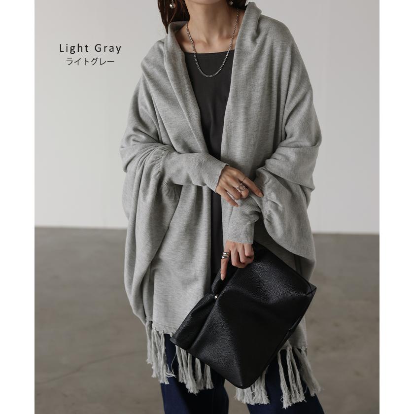 HUG.U カーディガン レディース アウター 大判ストール 大判 大判マフラー フリンジ ストール 無地 羽織り ショール ひざ掛け マフラー ニット ロング ストール風 - 画像 (9)