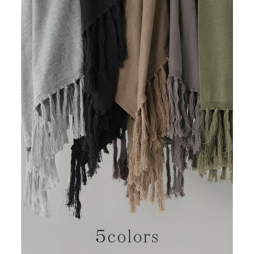 HUG.U カーディガン レディース アウター 大判ストール 大判 大判マフラー フリンジ ストール 無地 羽織り ショール ひざ掛け マフラー ニット ロング ストール風 - 画像 (8)