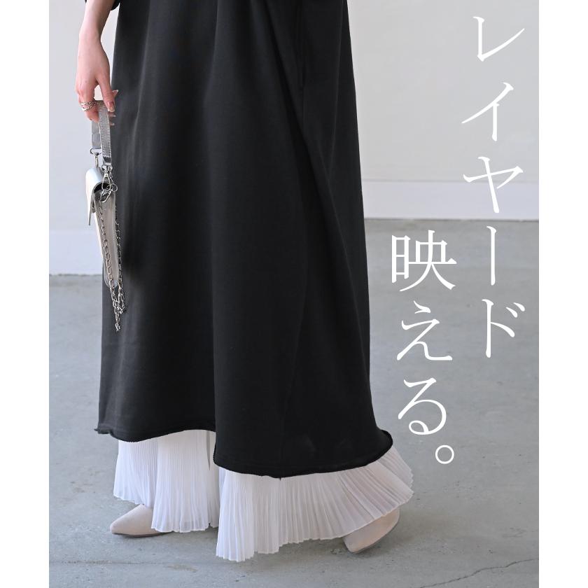 HUG.U ワンピース 深V ぽわん袖 スウェット ワンピ レディース ロング ロングワンピース スエット トレーナー Aライン - 画像 (9)