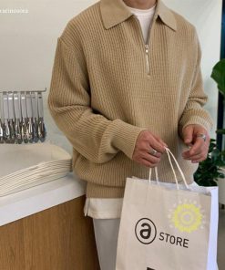 ニット セーター メンズ ハーフジップ ゴルフセーター 無地 春服 スウェット トップス カットソー メンズセーター