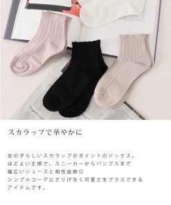 Honeys 靴下 ソックス スカラップ 無地 クルー丈 おしゃれ かわいい レディース 春 夏 秋 冬 ハニーズ スカラップソックス