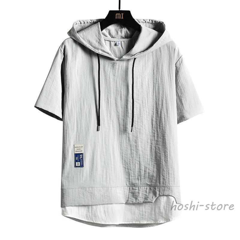 パーカー フード付き 半袖パーカー メンズ カジュアル 冷感 トップス 肌触り 夏 ゆったり 着痩せ ルームウェア スポーツウェア 通学 プレゼント