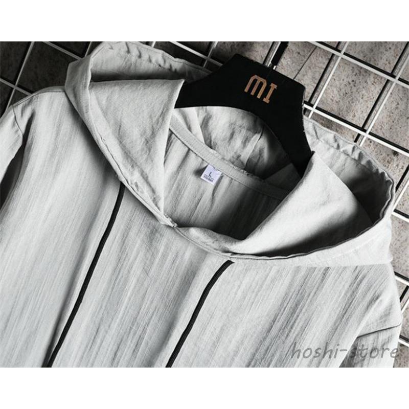 パーカー フード付き 半袖パーカー メンズ カジュアル 冷感 トップス 肌触り 夏 ゆったり 着痩せ ルームウェア スポーツウェア 通学 プレゼント - 画像 (8)