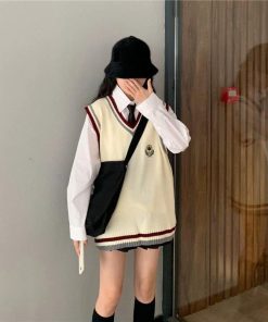 スクール 女子  制服 無地 Vネック 秋 冬 レディース 高校 学生 中学 JK セーターカーディガン