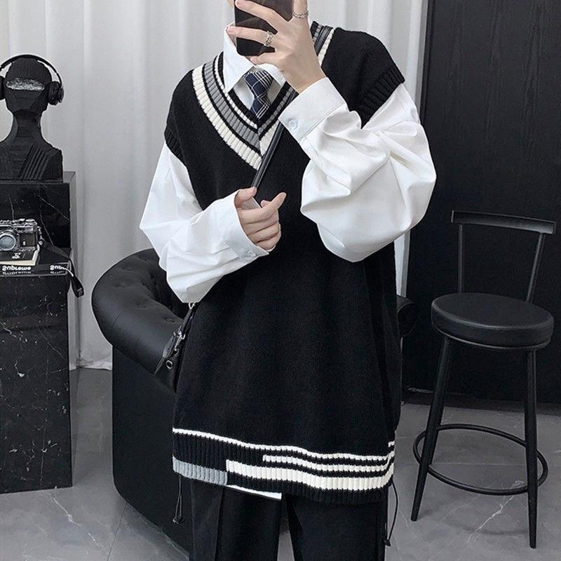 「」ニット メンズ 秋冬 リブ Vネック 大きいサイズ おしゃれ ゴルフウェア カジュアル 暖かい ジレ 保温 シンプル 重ね着 ス - 画像 (6)