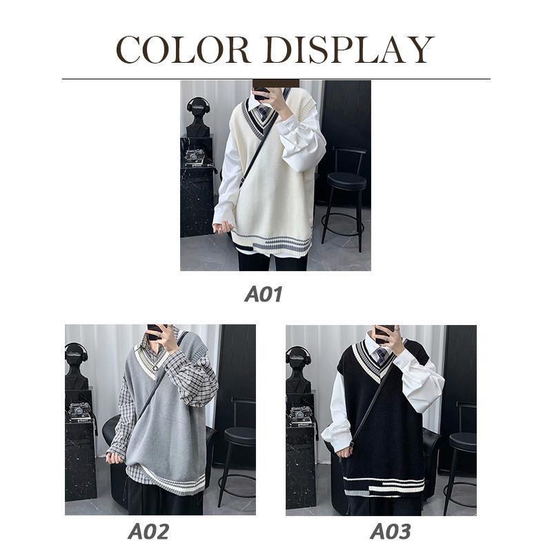 「」ニット メンズ 秋冬 リブ Vネック 大きいサイズ おしゃれ ゴルフウェア カジュアル 暖かい ジレ 保温 シンプル 重ね着 ス - 画像 (7)