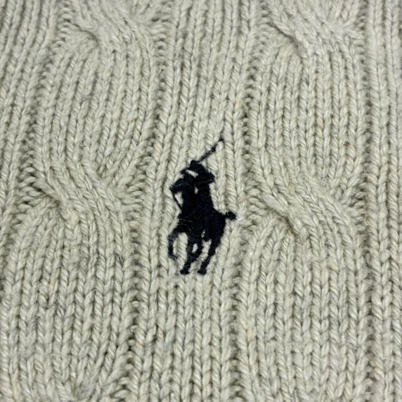 ポロラルフローレン ケーブル編みニット ワンポイントロゴ グレー XS(165/88A) XS 10142412 - 画像 (2)