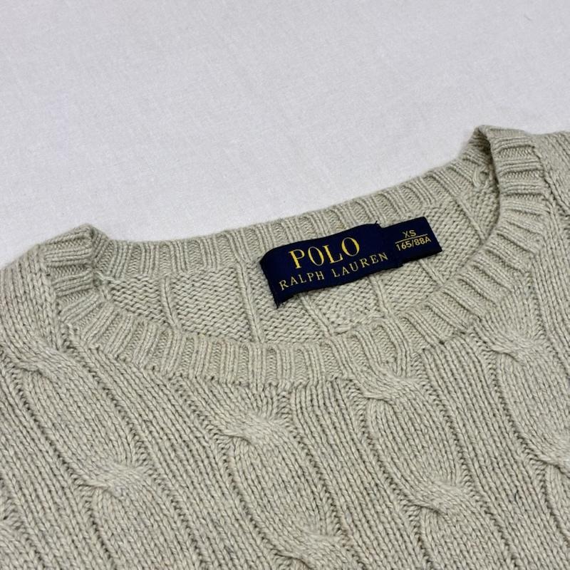 ポロラルフローレン ケーブル編みニット ワンポイントロゴ グレー XS(165/88A) XS 10142412 - 画像 (3)