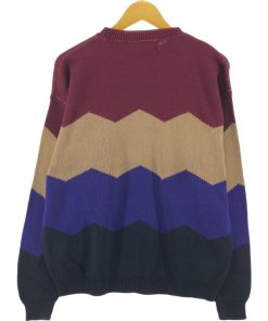 古着 90年代 ペリーエリス PERRY ELLIS クレイジーパターン 総柄 コットンニットセーター USA製 メンズL相当 ヴィンテージ /eaa463226 【SS2509_30】