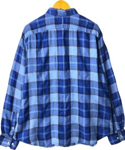 BANANA REPUBLIC 古着 00年代 バナナリパブリック CAMDEN FIT チェック柄 長袖 リネン ボタンダウンシャツ メンズXL相当 /eaa570122