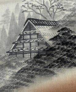 名古屋帯 美品 優品 紬地 建物 風景 ぼかし ベージュ 正絹 中古