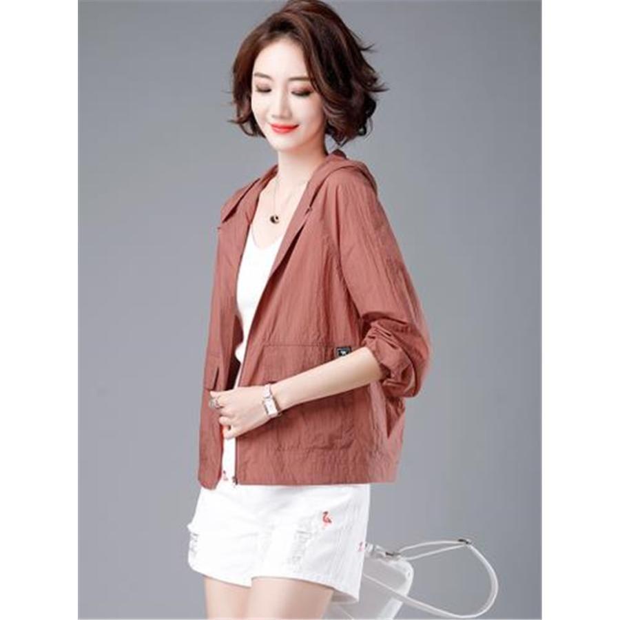 【特価】ラッシュガード レディース UVカット パーカー 長袖 フード付き ライトアウター 通気性 無地 紫外線対策 涼感 ゆったり 旅行 自転車 おしゃれ - 画像 (5)