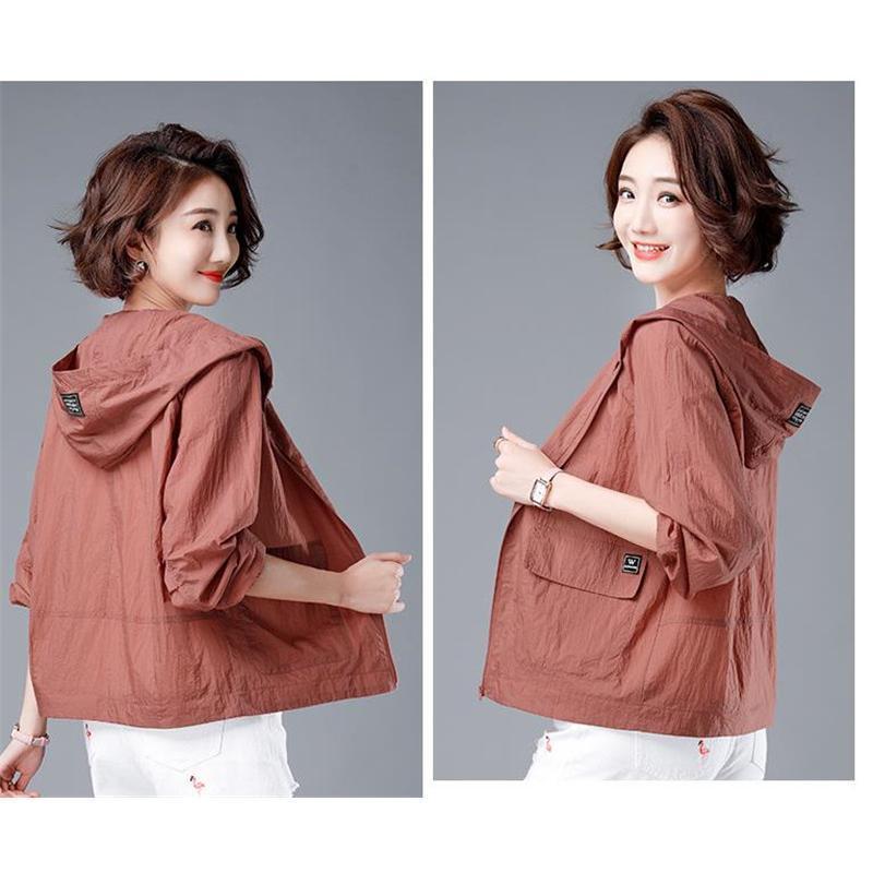 【特価】ラッシュガード レディース UVカット パーカー 長袖 フード付き ライトアウター 通気性 無地 紫外線対策 涼感 ゆったり 旅行 自転車 おしゃれ - 画像 (6)