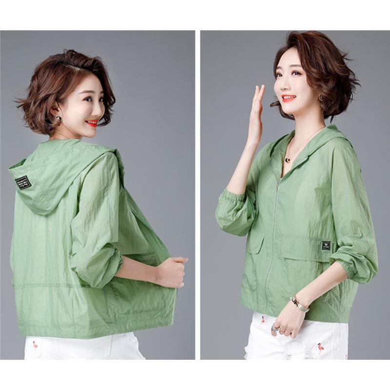 【特価】ラッシュガード レディース UVカット パーカー 長袖 フード付き ライトアウター 通気性 無地 紫外線対策 涼感 ゆったり 旅行 自転車 おしゃれ - 画像 (8)