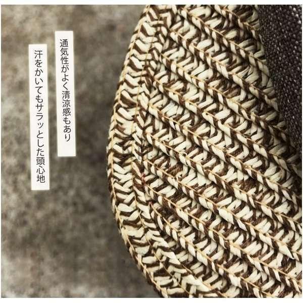 【値下げ】麦わら帽子レディースリボンスリットつば広ワイヤー入りサイズ調整可折りたたみハット日よけ帽子おしゃ - 画像 (5)