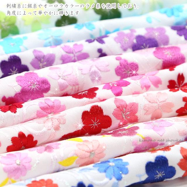 刺繍半衿 四季花流し リビエラウォームシオゼ 15803 半衿 半襟 はんえり 半えり 日本製 結婚式 振袖 袴 和装小物 - 画像 (9)