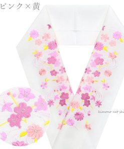 刺繍半衿 四季花流し リビエラウォームシオゼ 15803 半衿 半襟 はんえり 半えり 日本製 結婚式 振袖 袴 和装小物