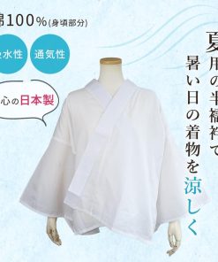 半襦袢 夏用 襟付き 女性用 うそつき襦袢の上半身 肌襦袢 平絽 夏絽 襦袢袖 単衣袖  衣紋抜き付き 夏用の半襦袢 S M L LLサイズ レディース 日本製