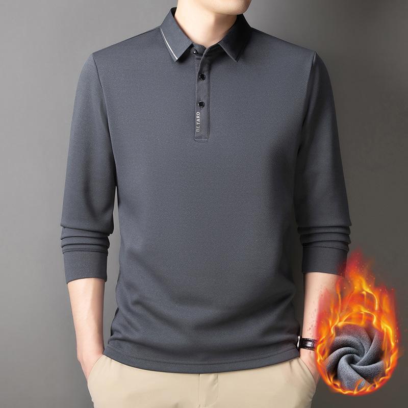 ポロシャツ メンズ ビジネス 長袖 無地 裏起毛 暖かい 30代 40代 50代 60代 秋冬 仕事着 通勤 紳士服 カジュアル ゴルフウェア ゆったり しっかり - 画像 (2)